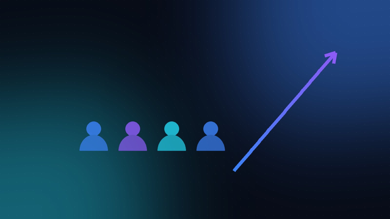 Abstract illustration of a team with an upward growth arrow