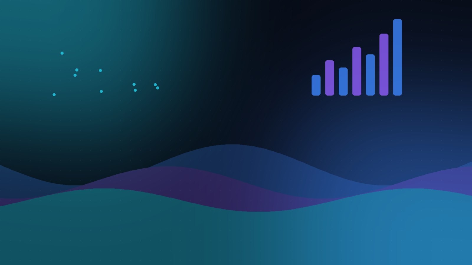 Abstract growth chart over a Kerala backwaters-style wave illustration